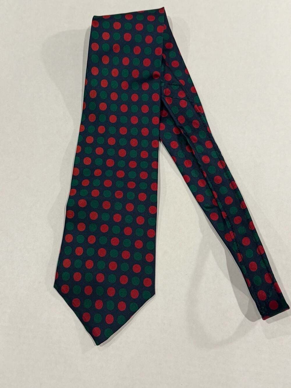 Countess Mara Archives Silk Polka Dot Tie in Navy Red and Green